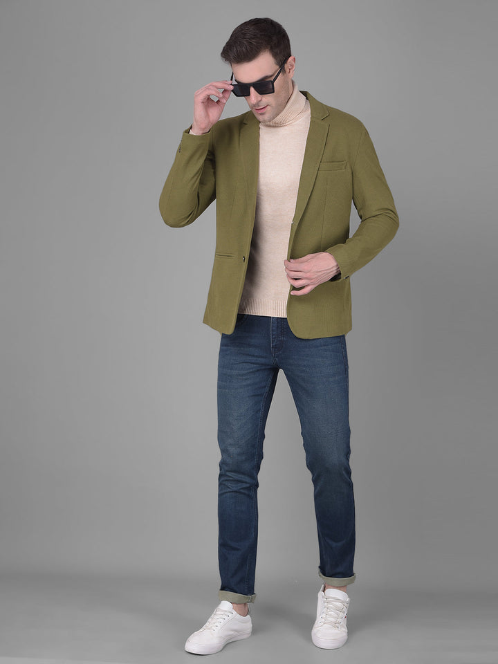 COBB SOLID OLIVE CASUAL BLAZER