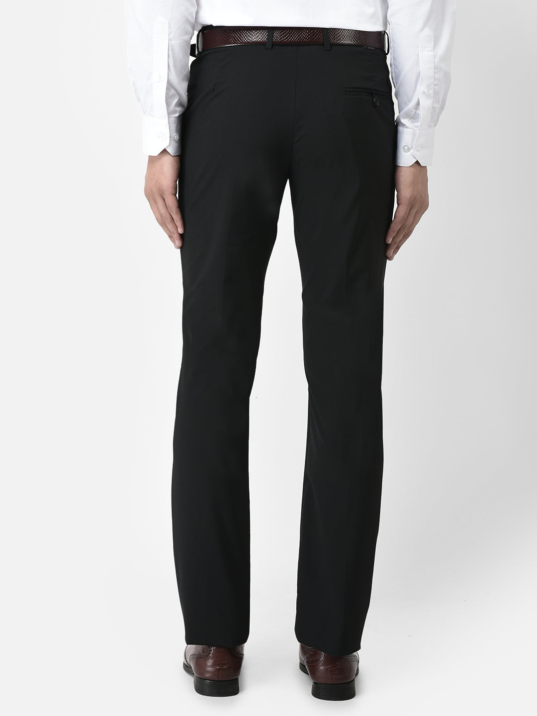 Mens Black Regular Fit Sweat Wicking Formal Trousers | Savile Row Co