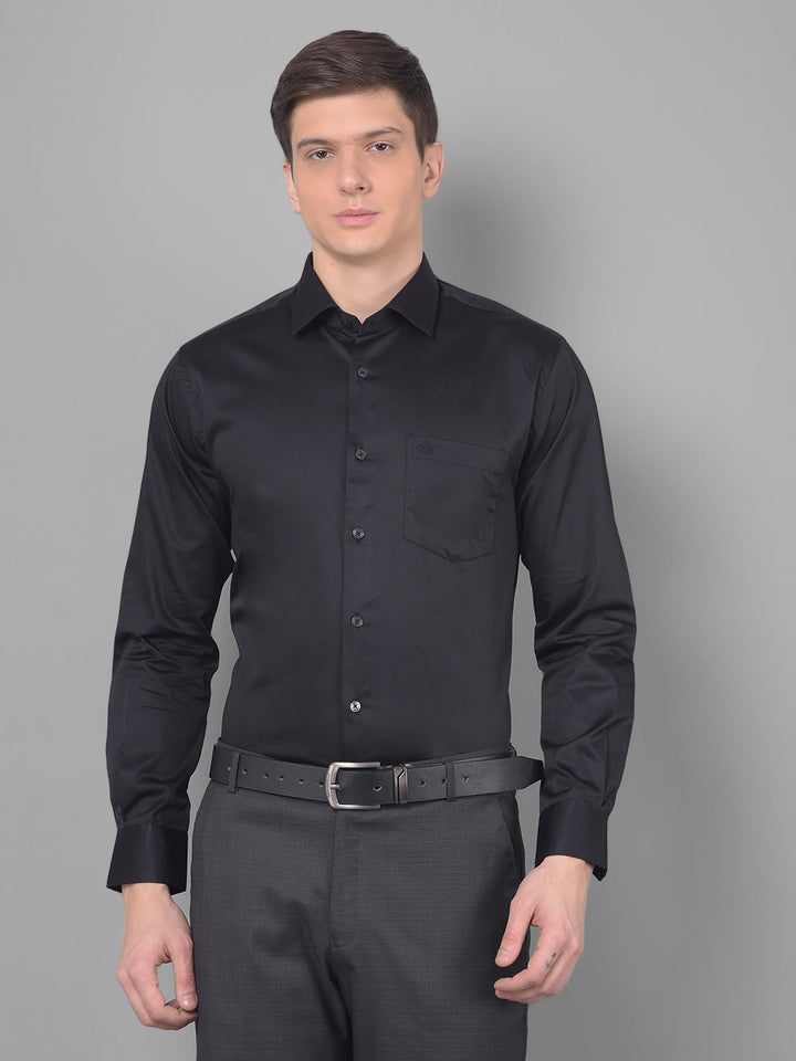 cobb solid black smart fit formal shirt