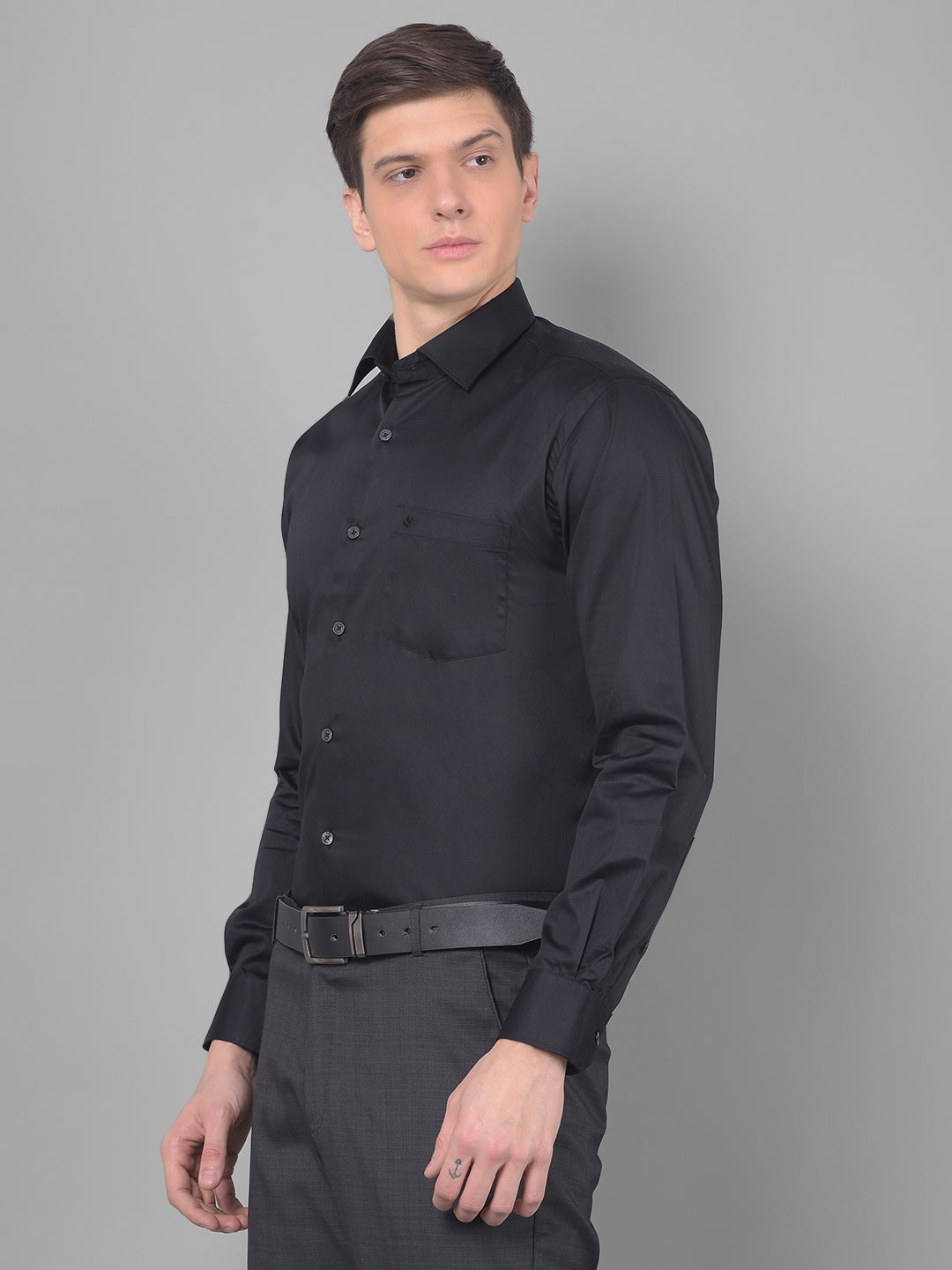cobb solid black smart fit formal shirt