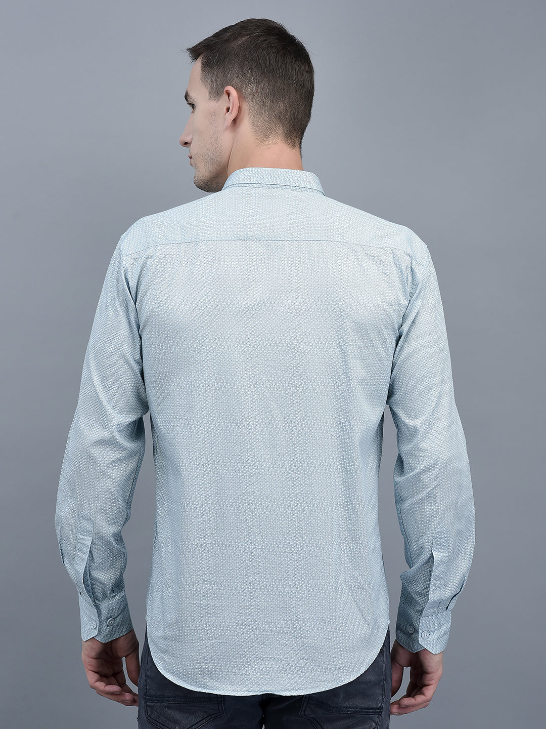 Cobb Sky Blue Printed Slim Fit Casual Shirt