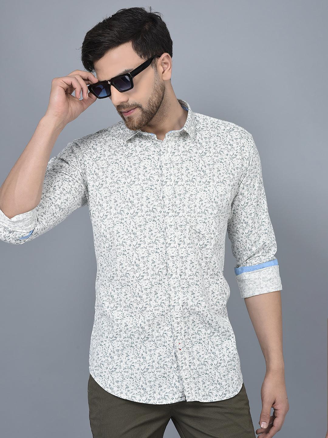 Cobb Off White Printed Slim Fit Casual Shirt Off White