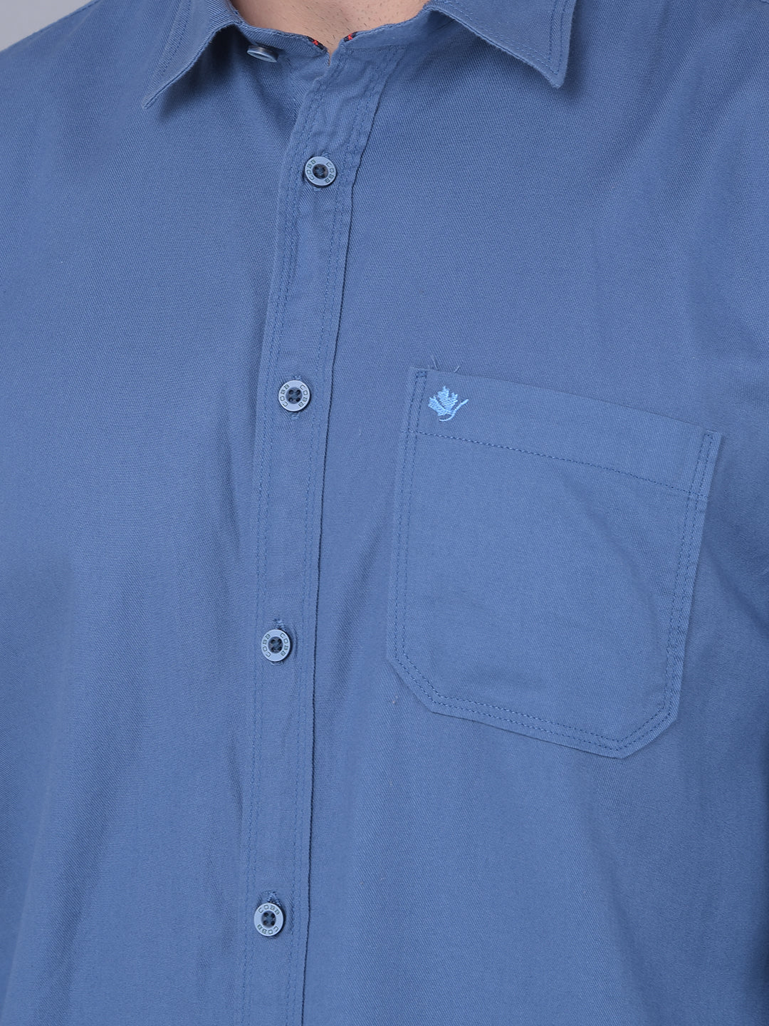 COBB SOLID YALE BLUE SLIM FIT CASUAL SHIRT