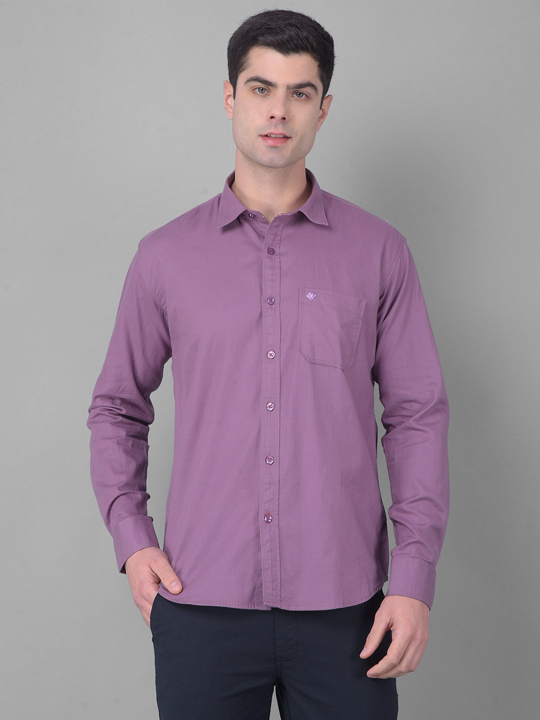 cobb solid purpureus slim fit casual shirt