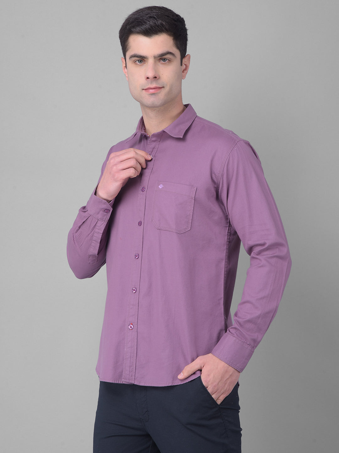 cobb solid purpureus slim fit casual shirt