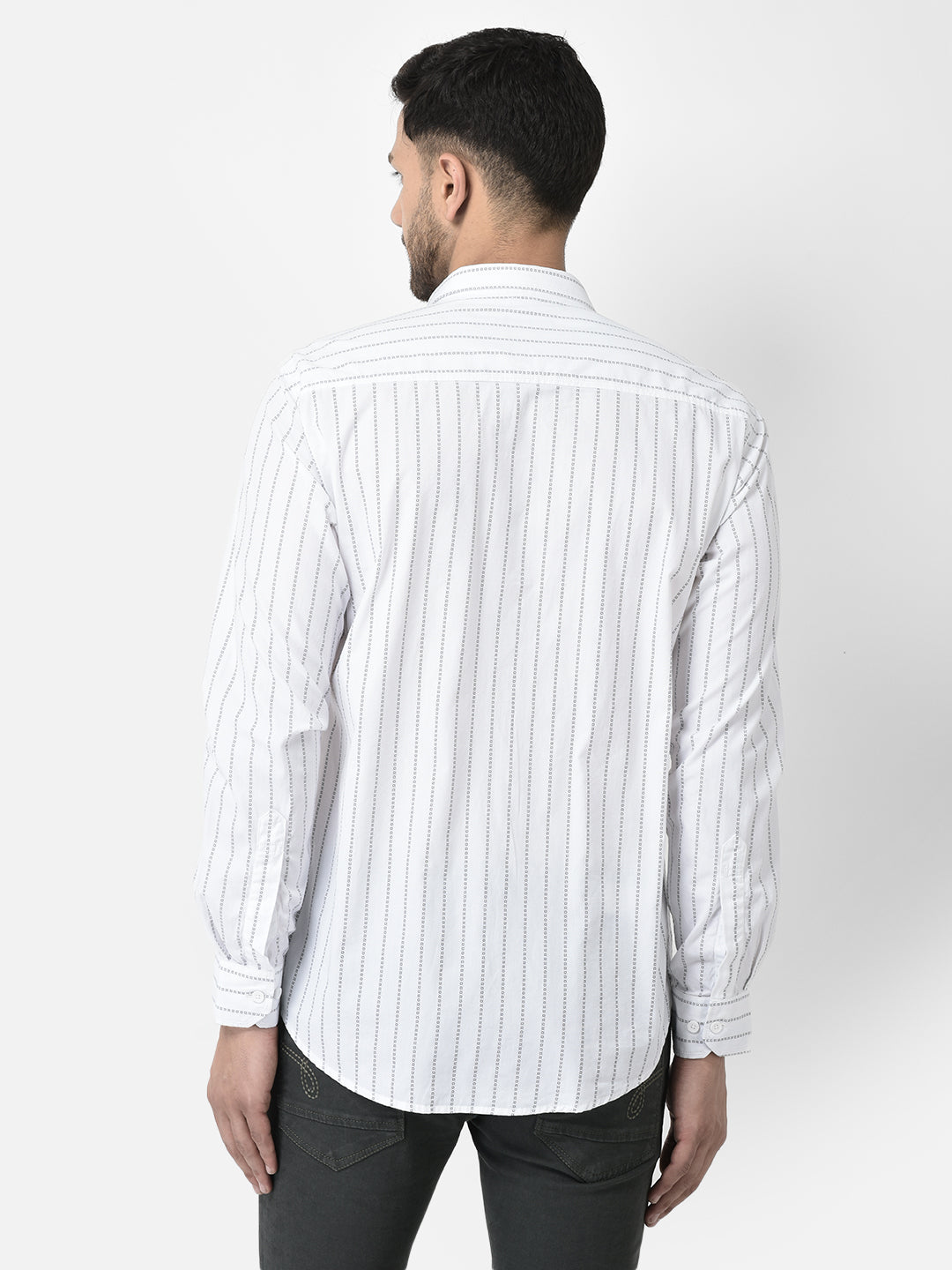 Cobb White Striped Slim Fit Casual Shirt