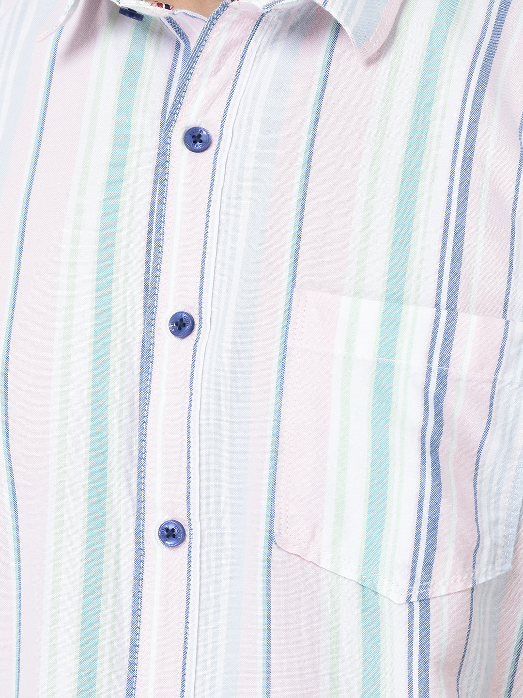 Cobb Green Striped Slim Fit Half Sleeve Casual Shirt