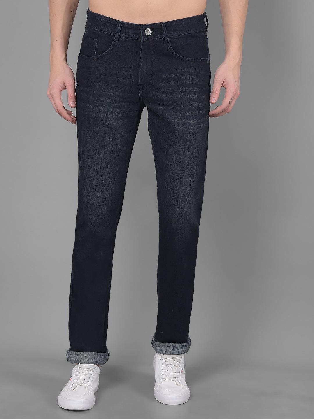 cobb navy blue narrow fit jeans