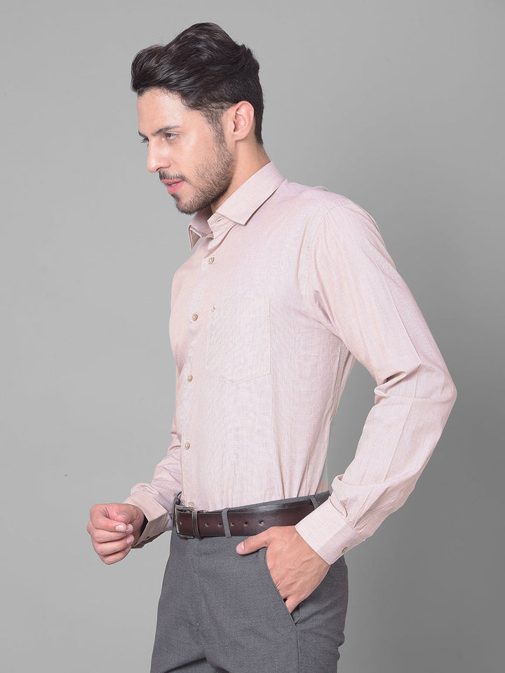 Cobb Beige Solid Smart Fit Formal Shirt