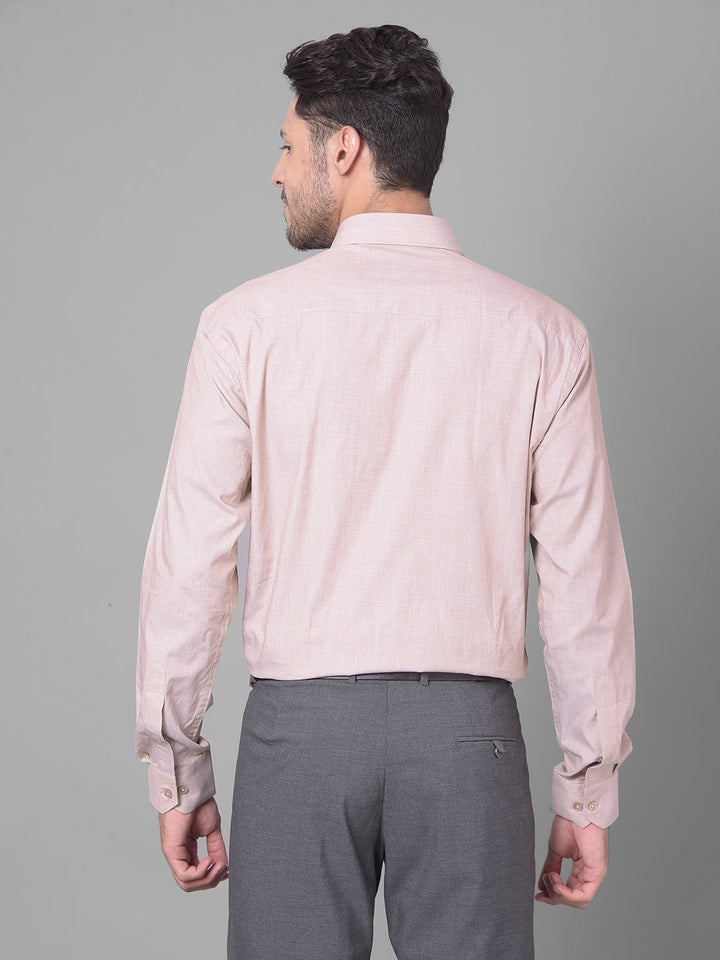 Cobb Beige Solid Smart Fit Formal Shirt