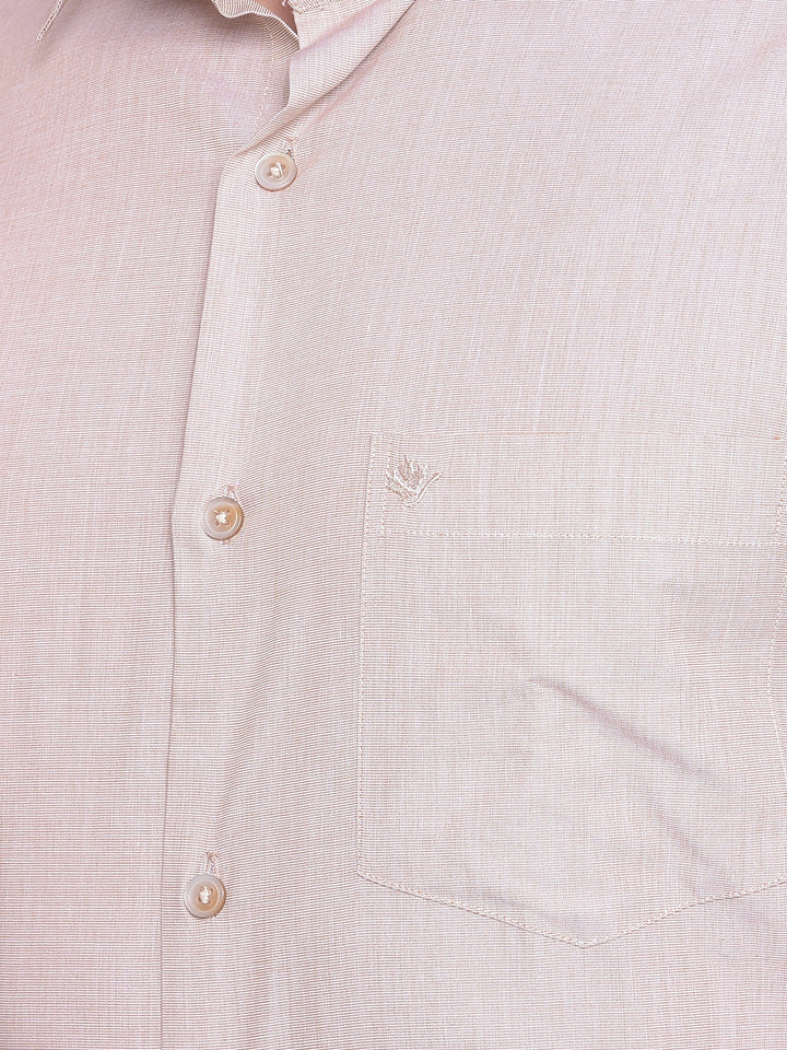 Cobb Beige Solid Smart Fit Formal Shirt