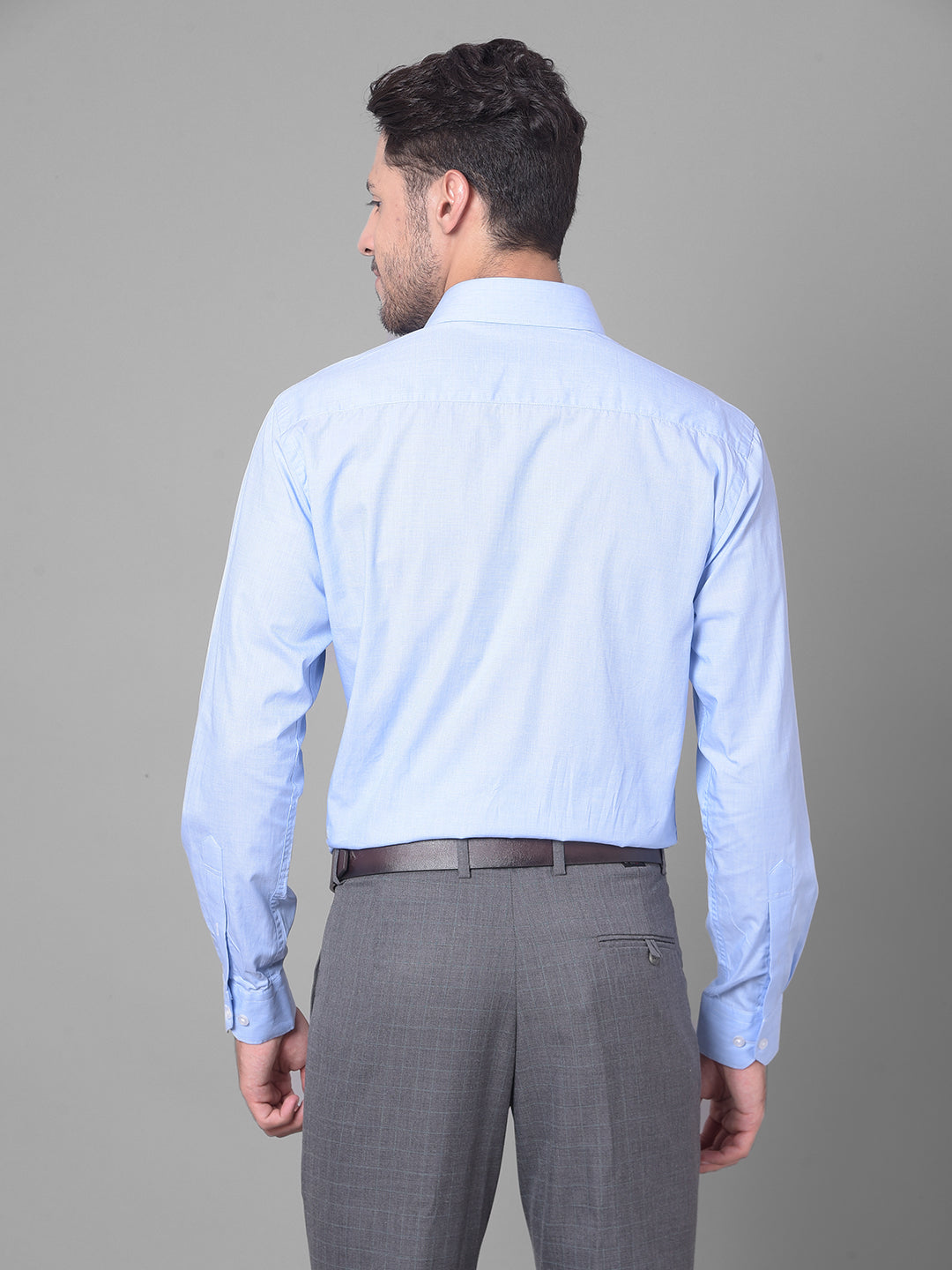 Cobb Sky Blue Solid Smart Fit Formal Shirt