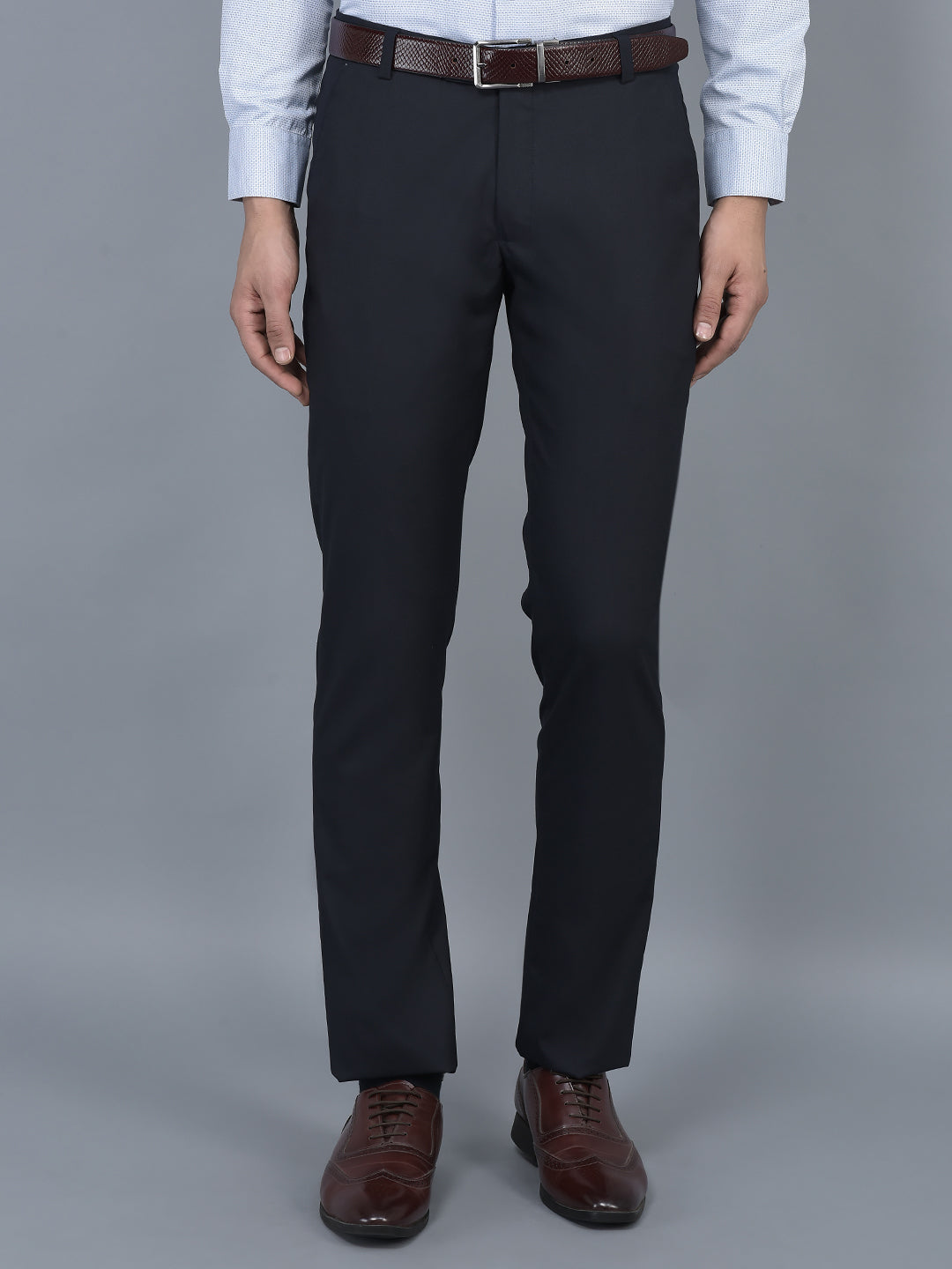 Buy Men Navy Solid Slim Fit Formal Trousers Online  741617  Peter England