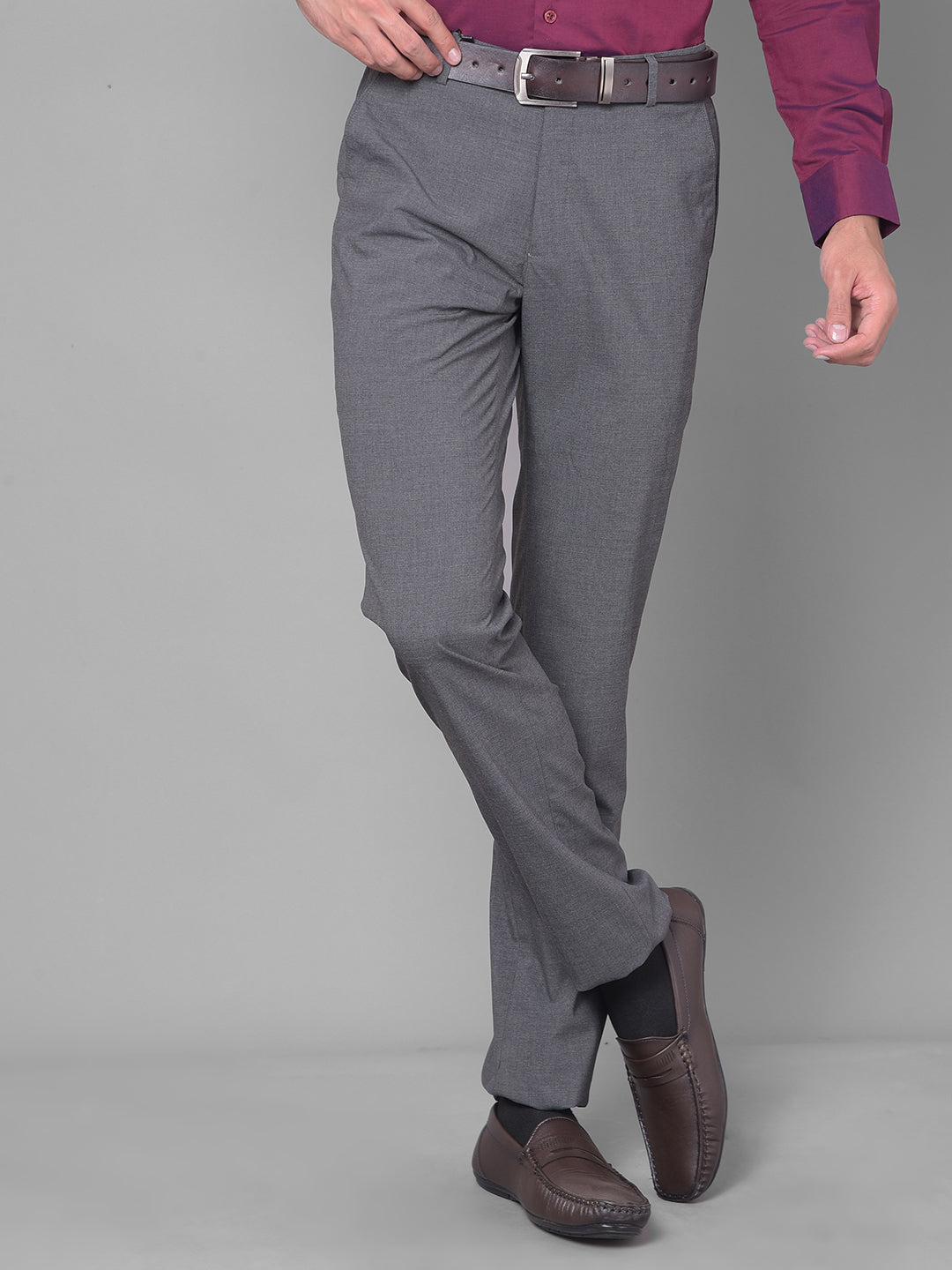 Buy Park Avenue Men Grey Solid Mid Rise Formal Trousers - Trousers for Men  17201662 | Myntra