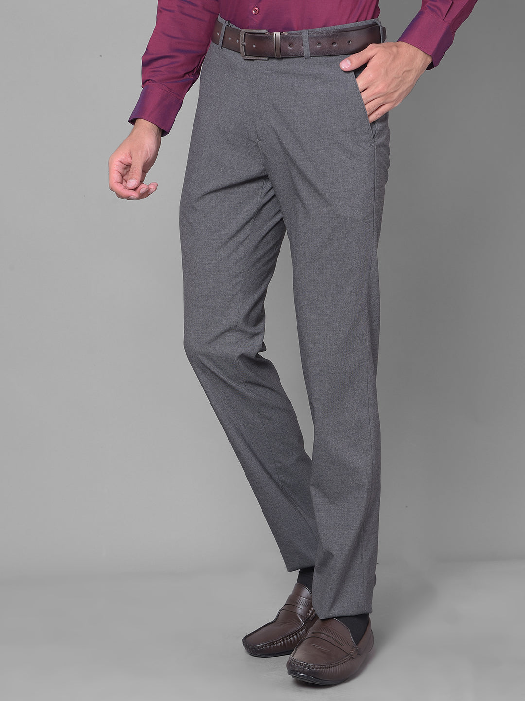 Buy WES Formals by Westside Dark Grey Checks Carrot-Fit Trousers for Online  @ Tata CLiQ
