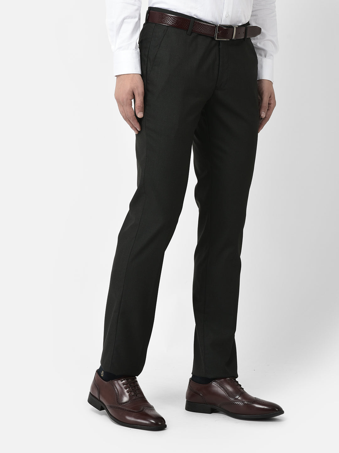 Pesado Lnt Grey and Black Formal Trouser For Mens