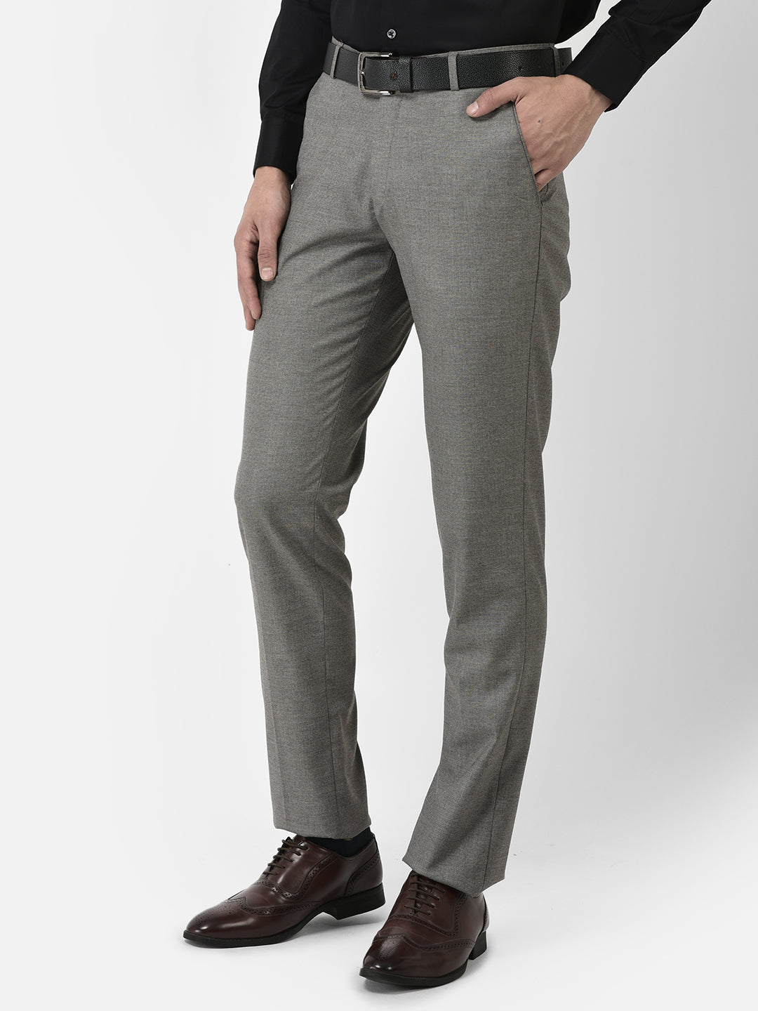 Shop WES Formals Charcoal Ultra SlimFit Trousers Online  Westside