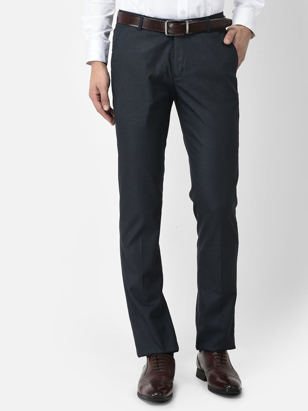 Buy INVICTUS Men Blue Slim Fit Checked Formal Trousers  Trousers for Men  2149724  Myntra