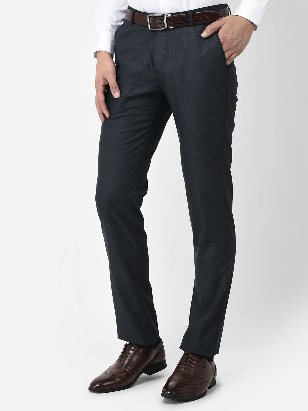 Navy Blue Beltless Trousers – Mode De Base Italie