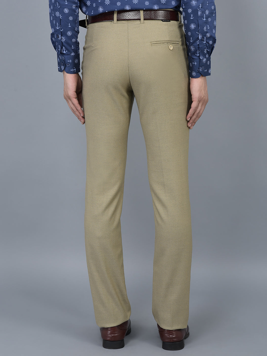 T the brand Mens Formal Flat Front Crease Trouser  Khaki  Tea  Tailoring