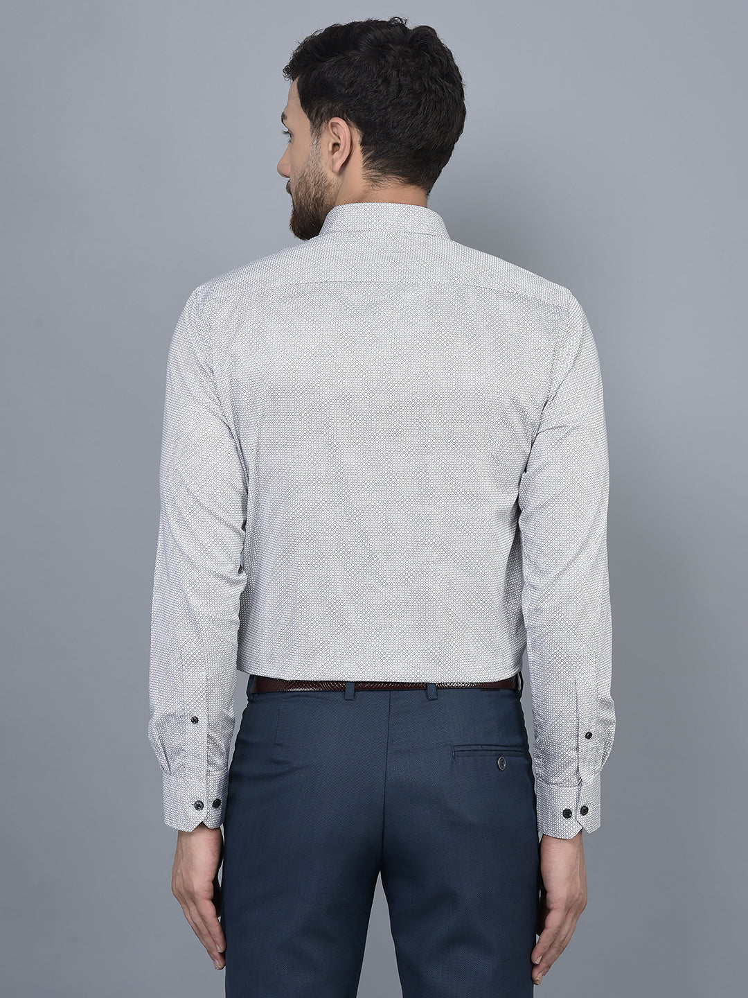 Cobb Grey Printed Slim Fit Formal Shirt
