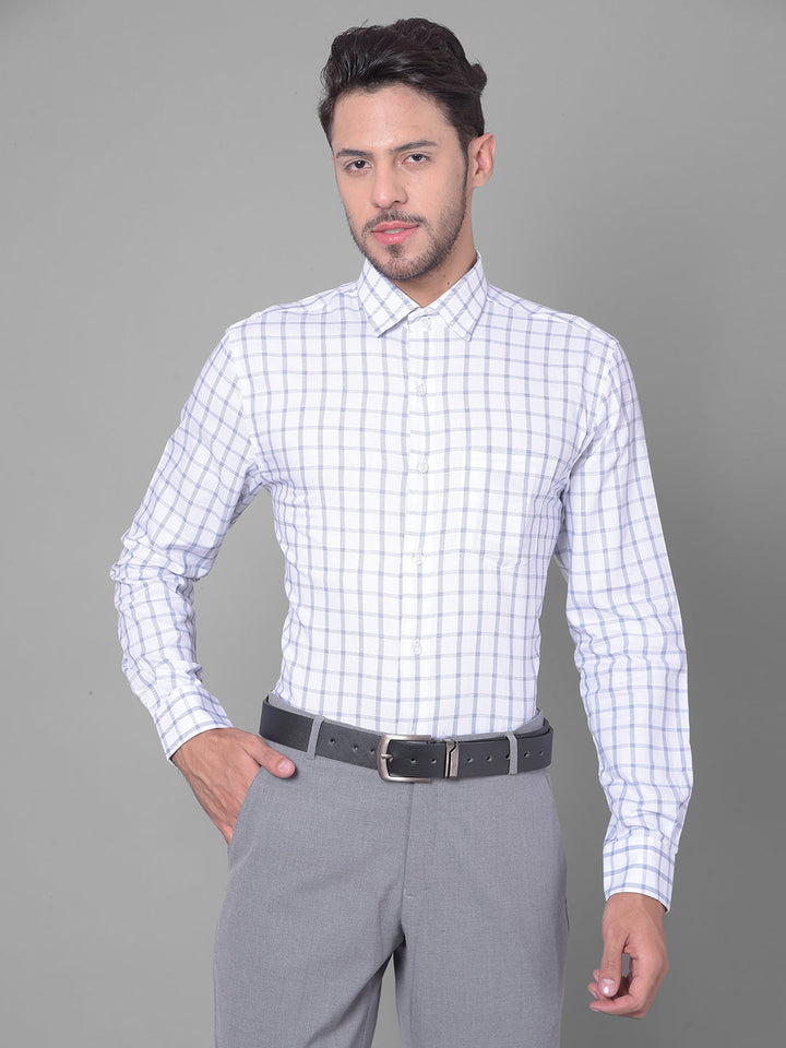 Cobb White Check Slim Fit Formal Shirt White