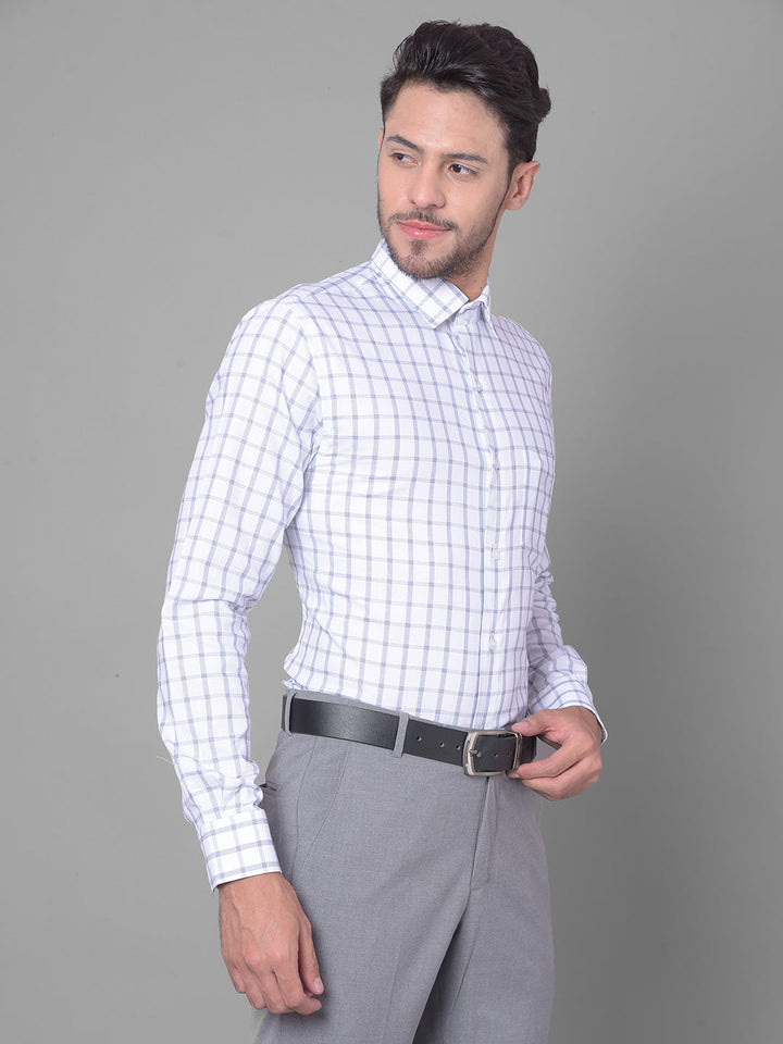 Cobb White Check Slim Fit Formal Shirt