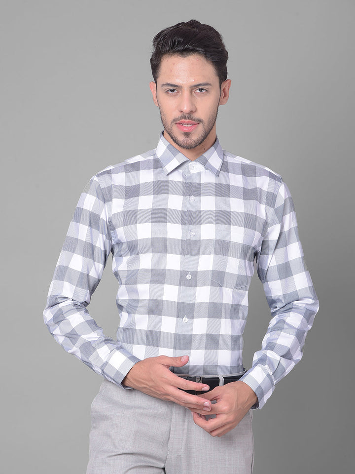 Cobb Navy Blue Check Slim Fit Formal Shirt Navy Blue