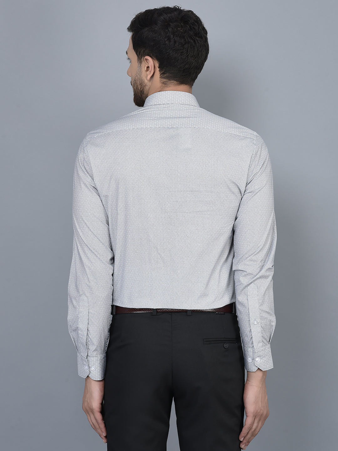 Cobb Grey Printed Slim Fit Formal Shirt
