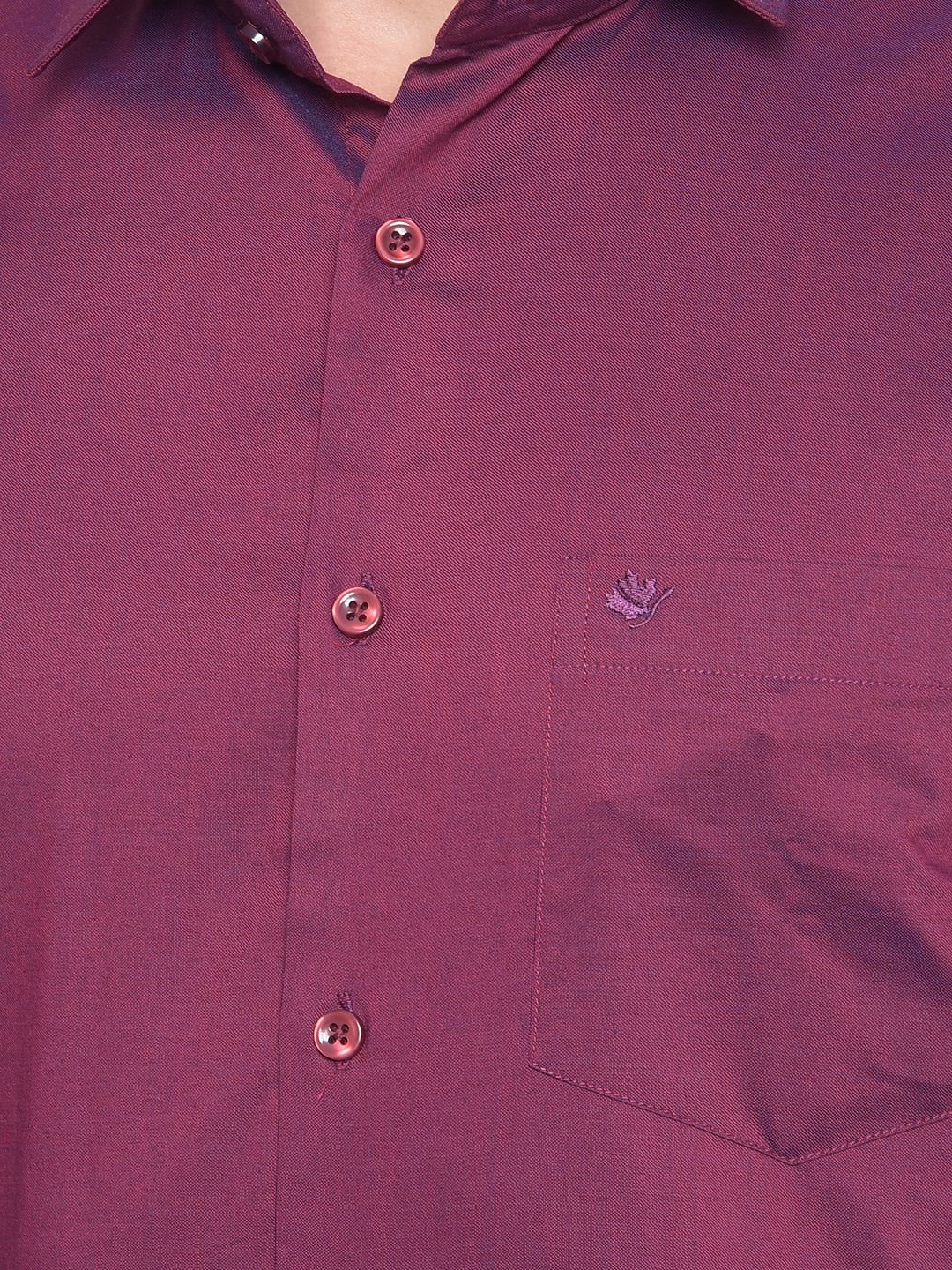 Cobb Maroon Solid Shirt Collar Formal Shirt