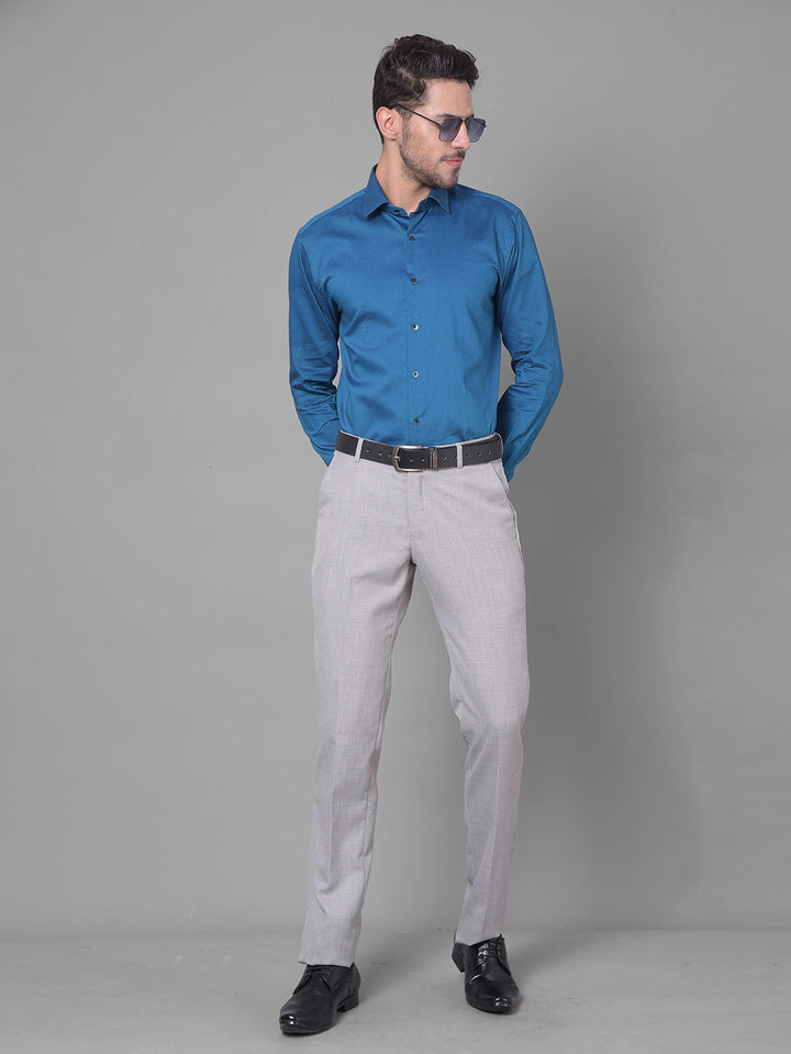 Cobb Teal Solid Shirt Collar Formal Shirt