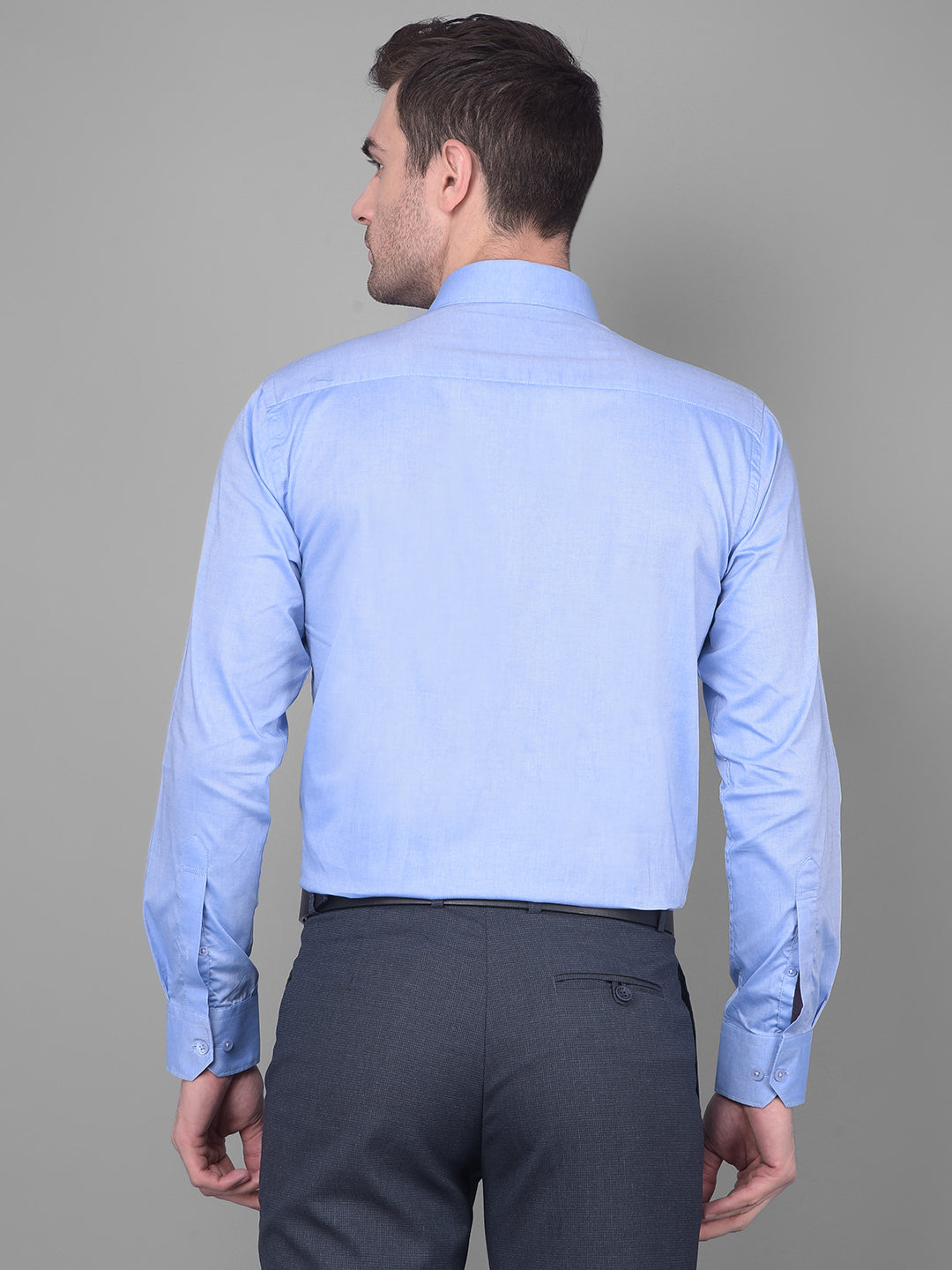 cobb solid medium blue smart fit formal shirt