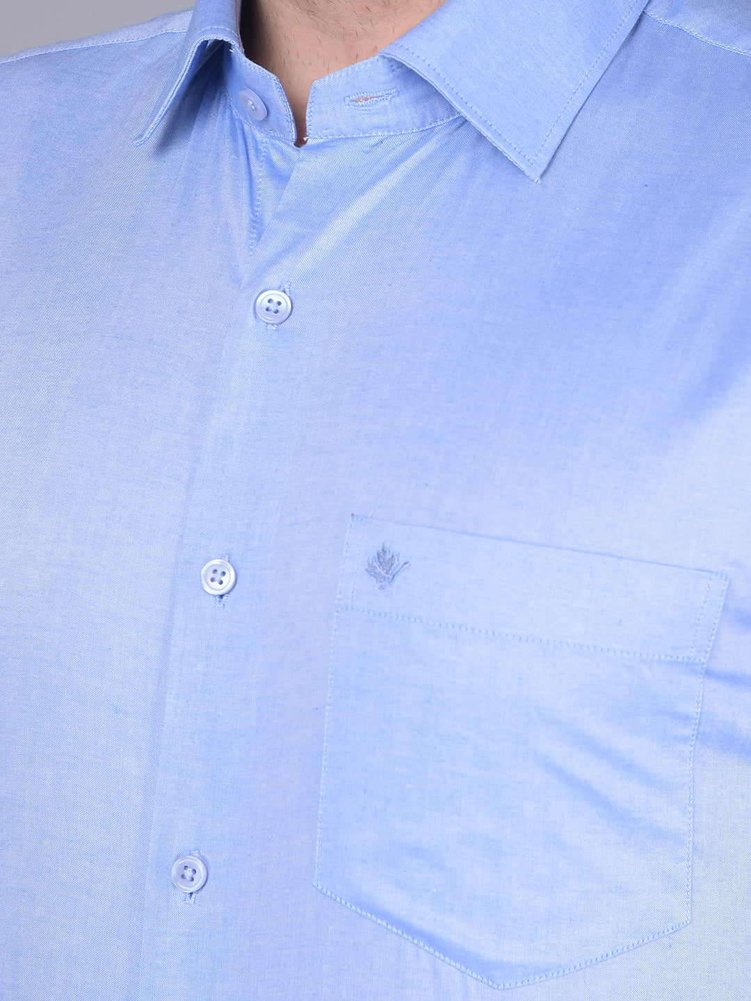 Cobb Solid Medium Blue Smart Fit Formal Shirt