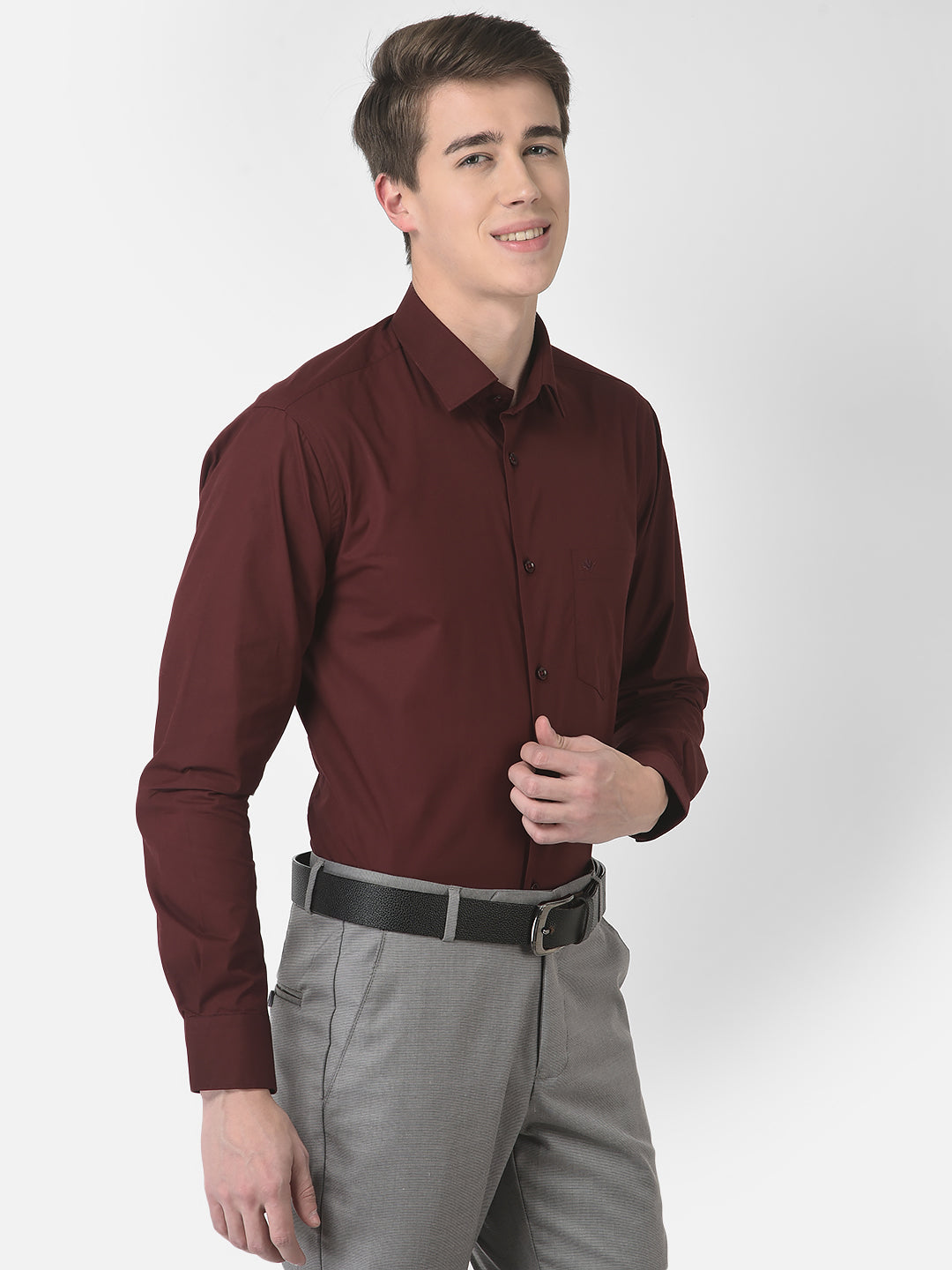 Cobb claret Solid Smart Fit Formal Shirt