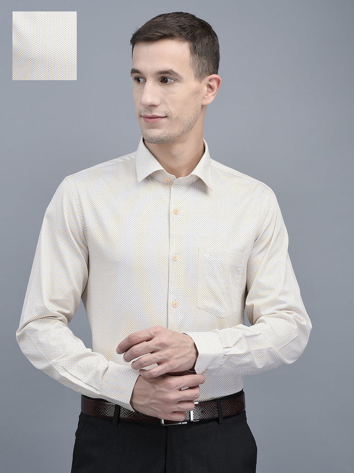 Cobb Yellow Printed Slim Fit Formal Shirt Yellow