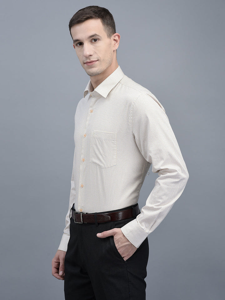 Cobb Yellow Printed Slim Fit Formal Shirt