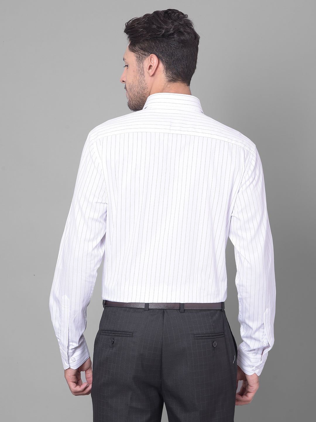 Cobb White Striped Shirt Collar Formal Shirt