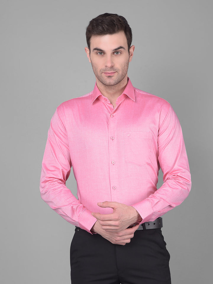 cobb solid flamingo pink smart fit formal shirt