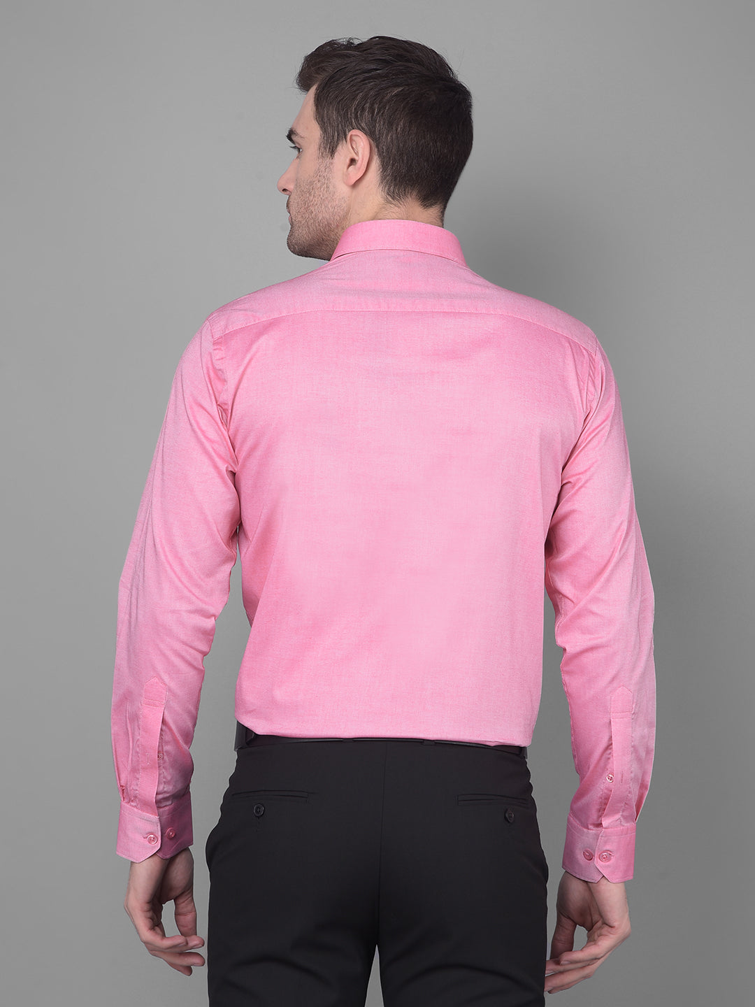 cobb solid flamingo pink smart fit formal shirt