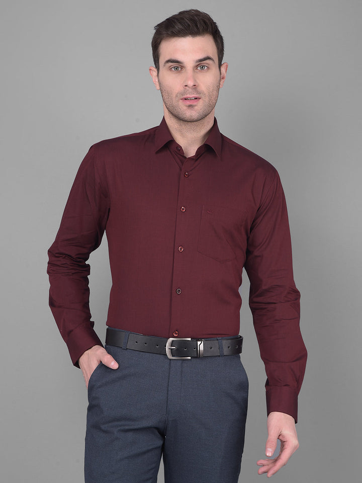 cobb solid wine smart fit formal shirt