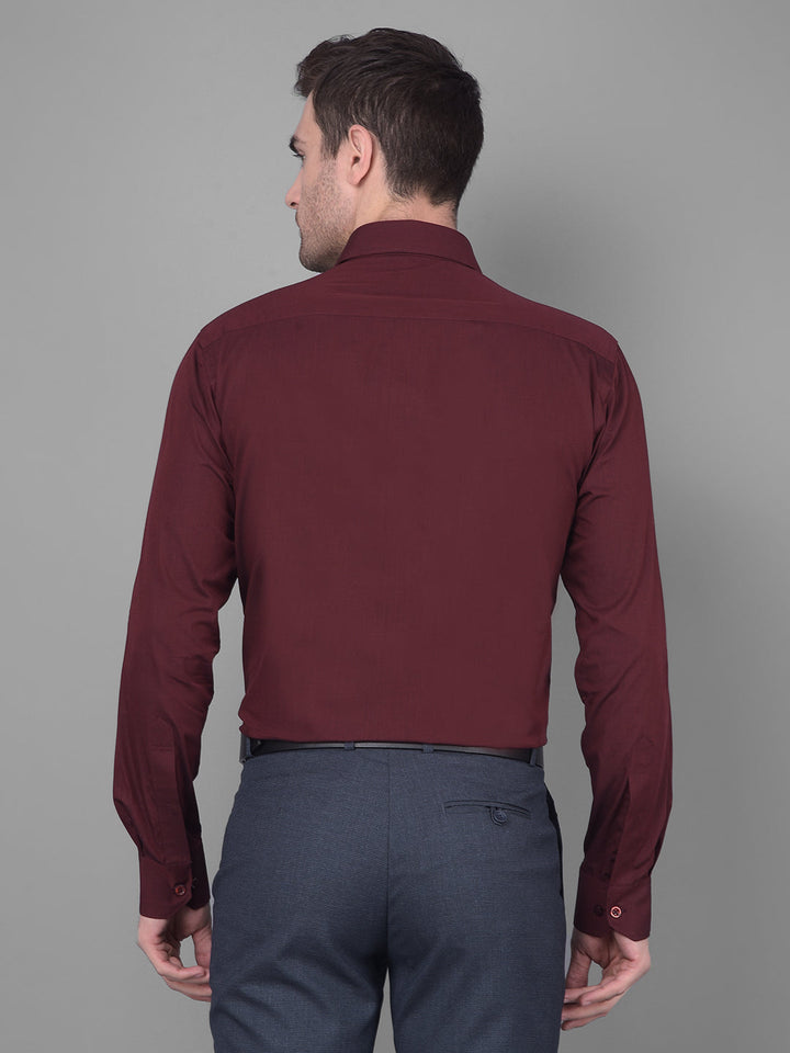 cobb solid wine smart fit formal shirt