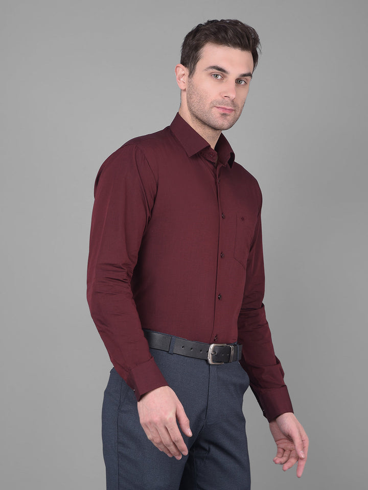 cobb solid wine smart fit formal shirt