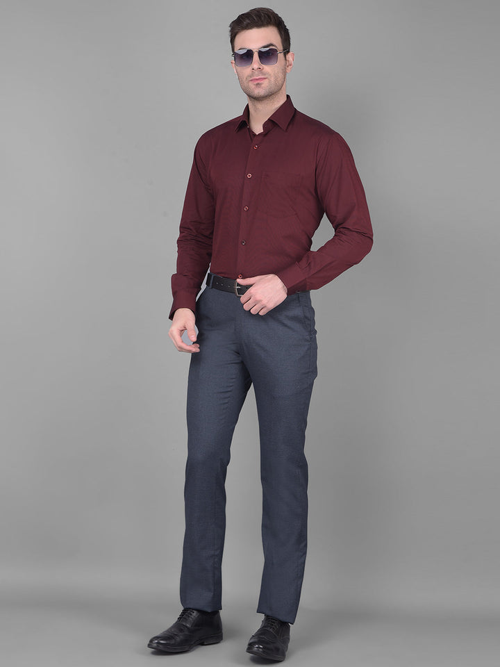 Cobb Solid Wine Smart Fit Formal Shirt