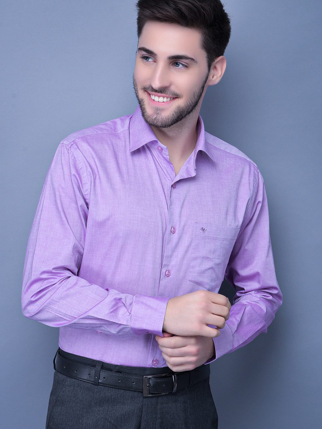 Cobb Purple Shirt Collar Smart Fit Formal Shirt