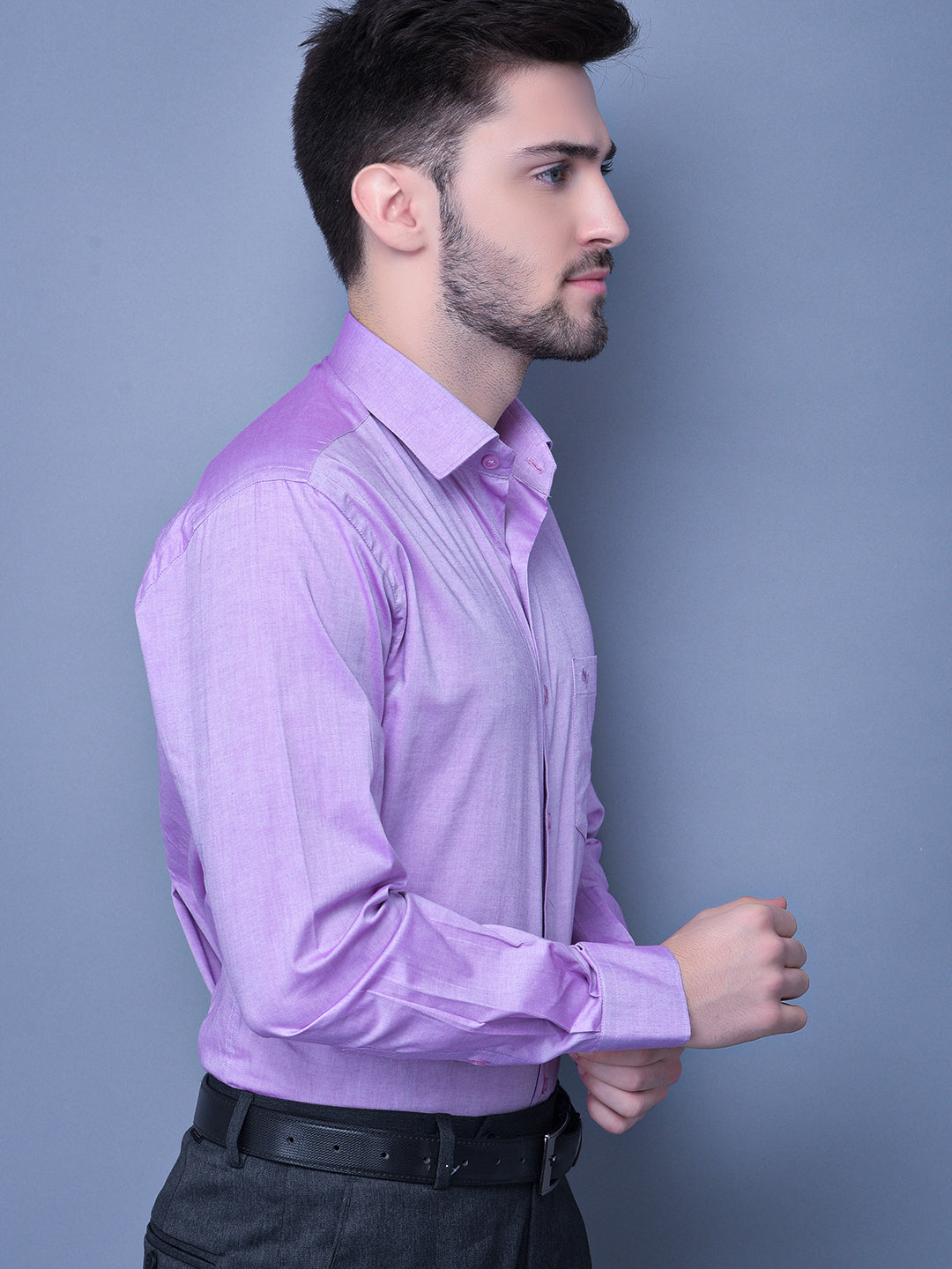 Cobb Purple Shirt Collar Smart Fit Formal Shirt