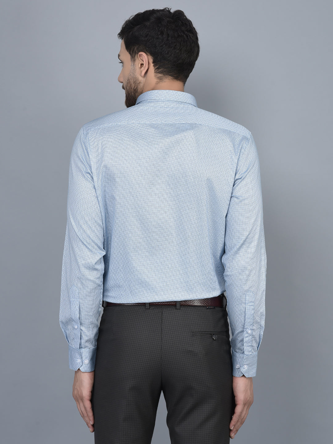 Cobb Sky Blue Printed Slim Fit Formal Shirt