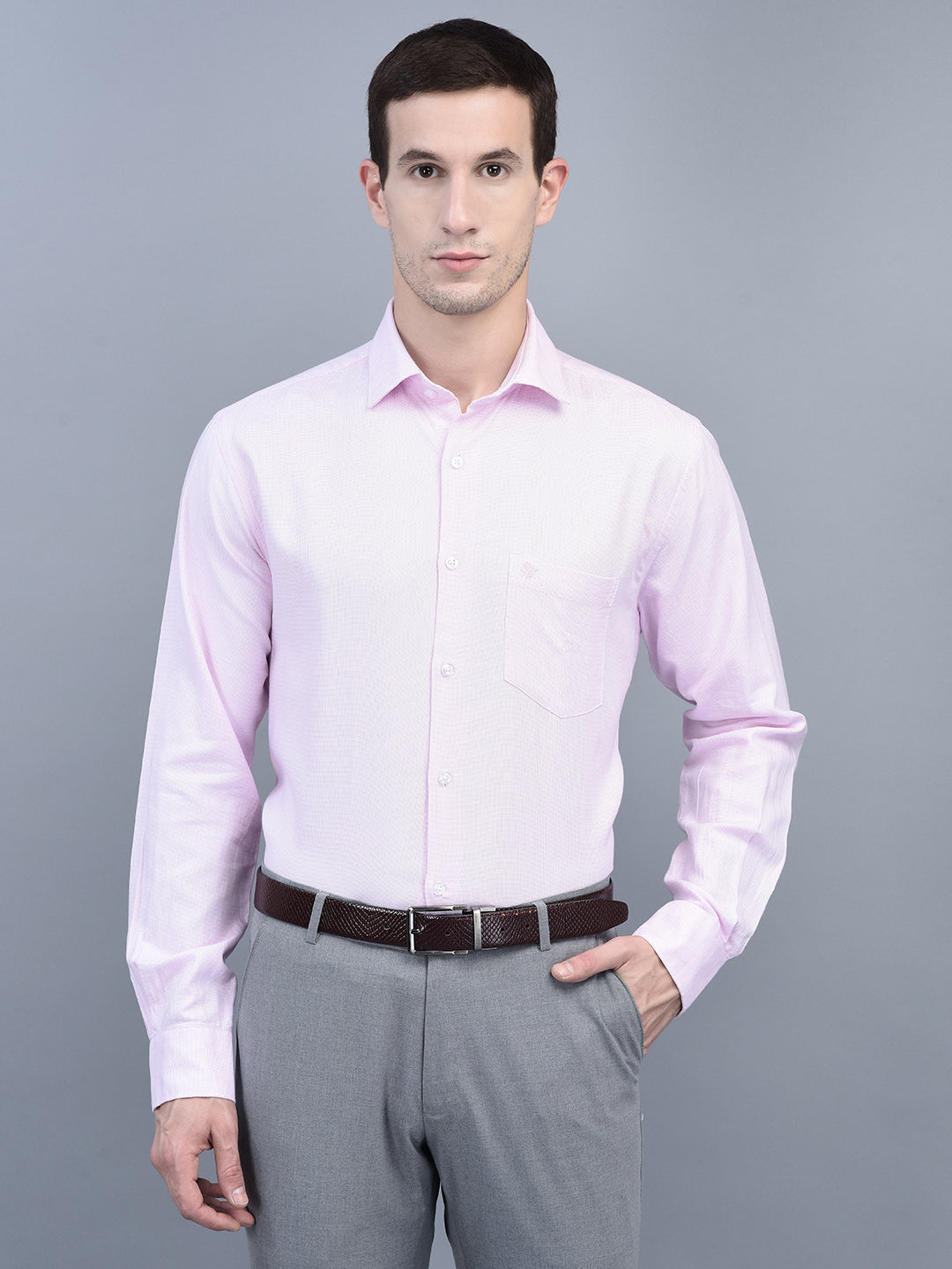 Cobb Pink Solid Smart Fit Formal Shirt Pink