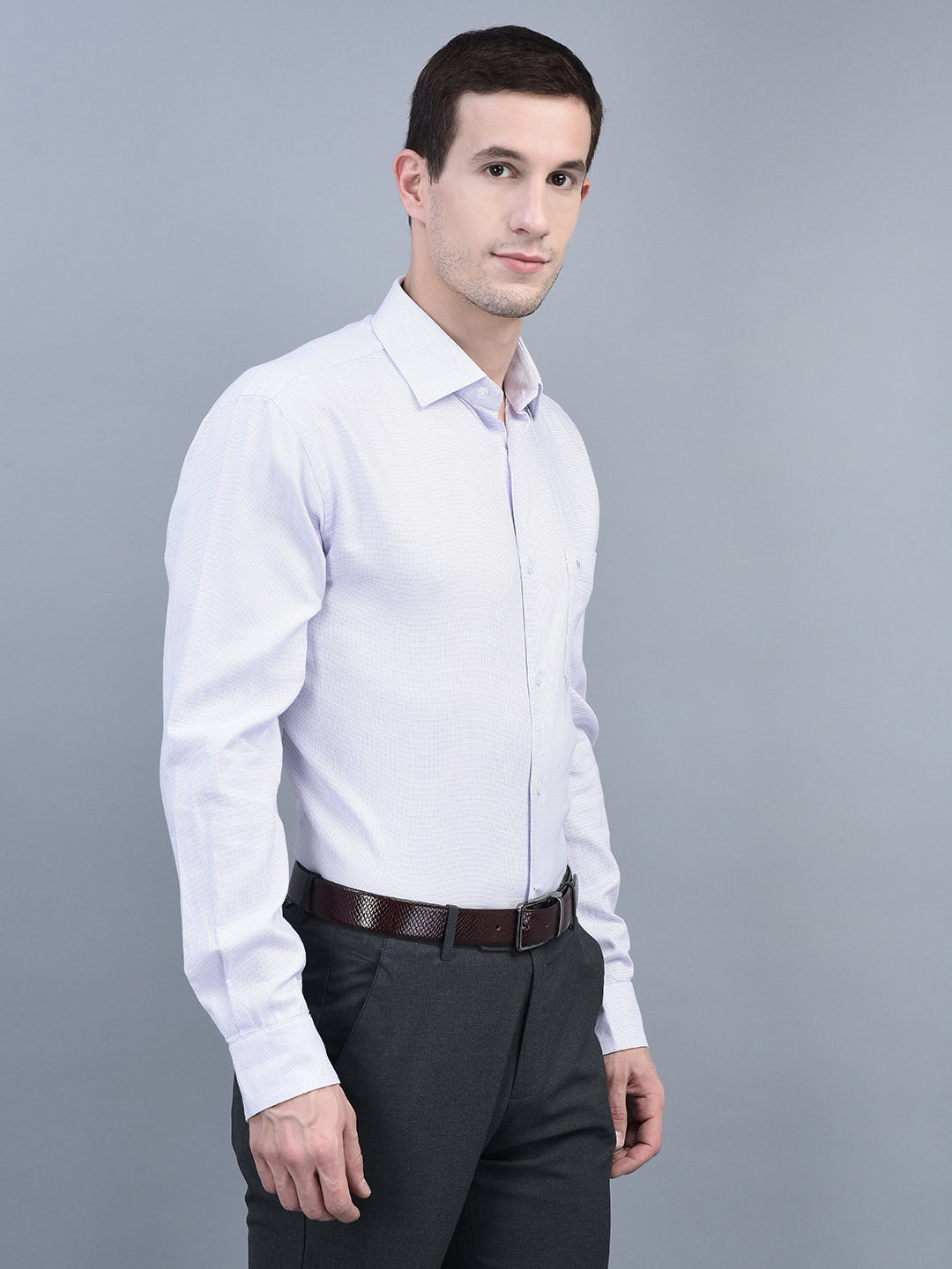 Cobb Purple Solid Smart Fit Formal Shirt