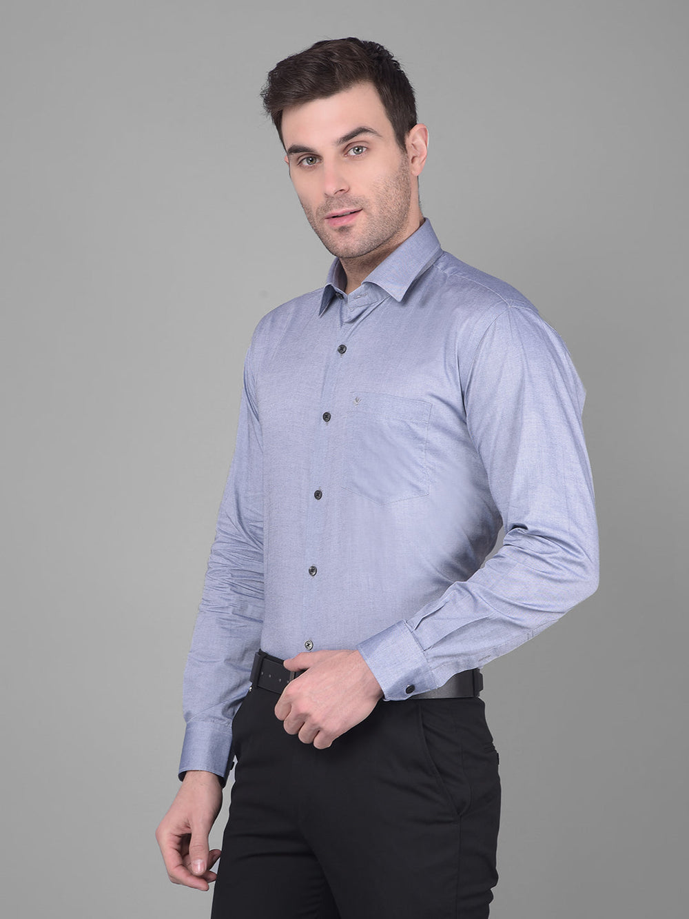 cobb solid grey smart fit formal shirt