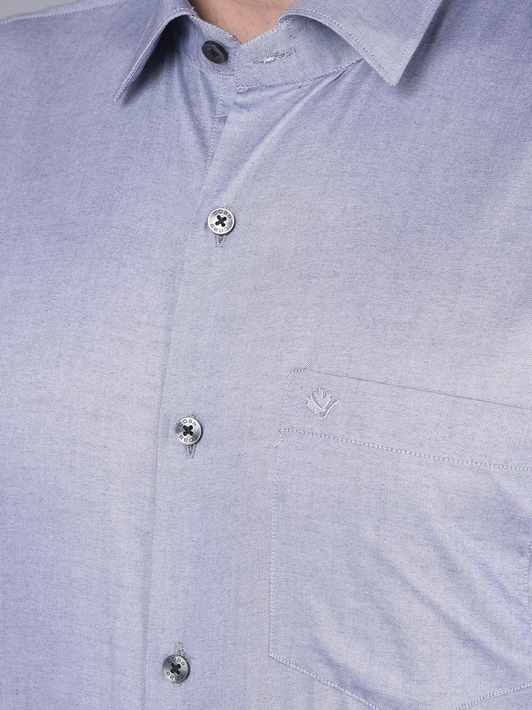 Cobb Solid Grey Smart Fit Formal Shirt